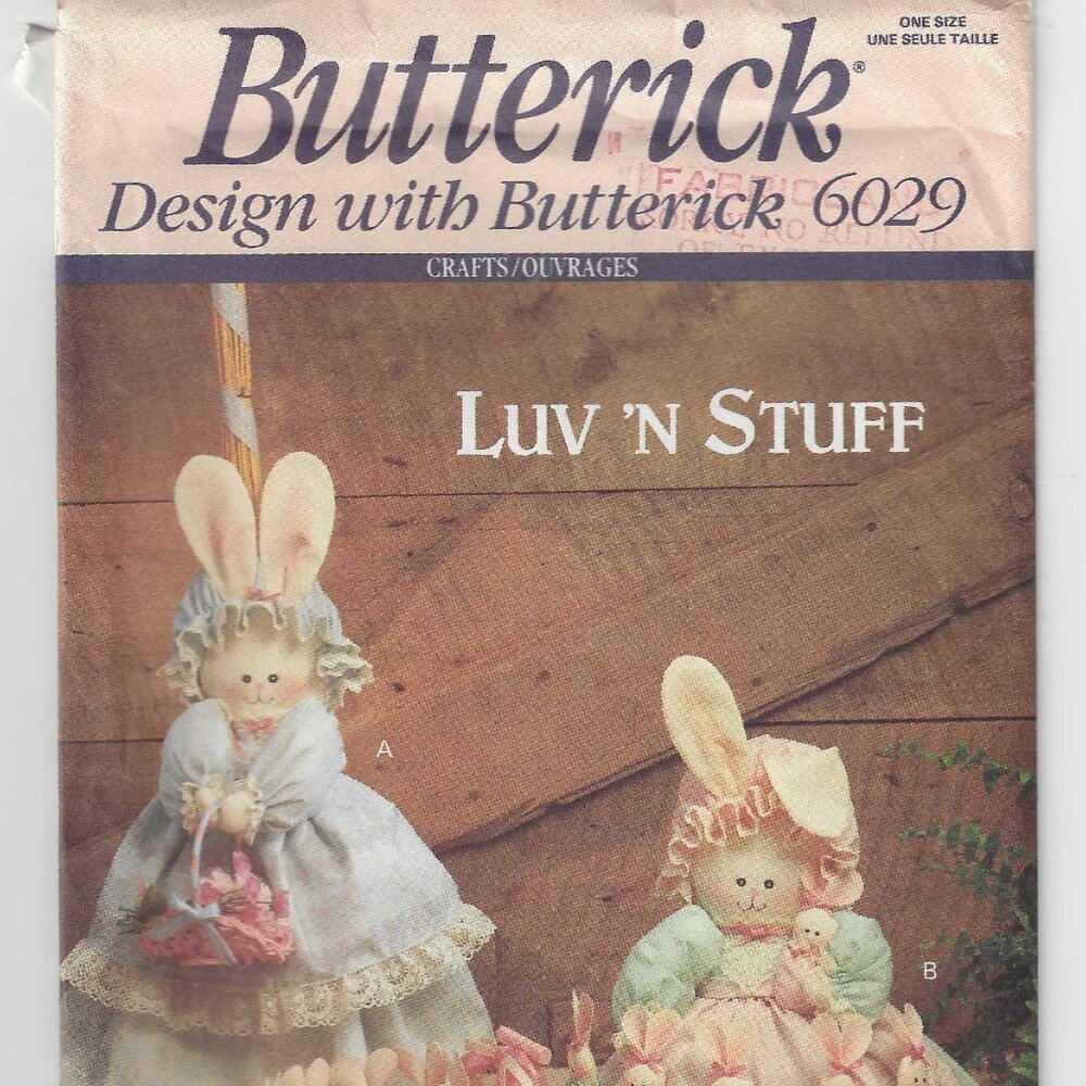 Butterick 6029 Luv 'n Stuff Pattern for Mommy Bunny & Babies 1992